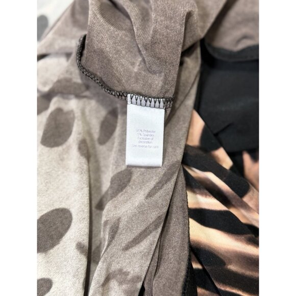Jennifer Lopez Women’s Brown Ombre Animal Print Dress Size XL Fake Wrap - Picture 16 of 16
